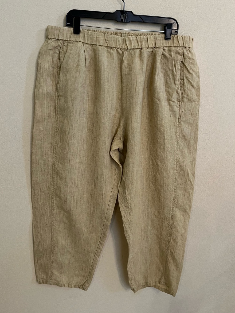 Eileen Fisher Butter Yellow Organic Linen Pleated Lantern Pant Lagenlook Size XL